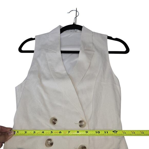 Express Romper Womens XXS Cream Sleeveless Double Breasted Blazer Linen Mob Wife - Picture 6 of 11